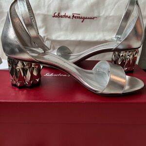 Salvatore Ferragamo Azalea Faceted Heel Sandals